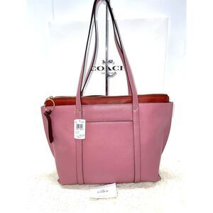 🔥🎁NWT! Coach Leather MAY Tote Handbag Signature Rose Pink Msrp:$428.00